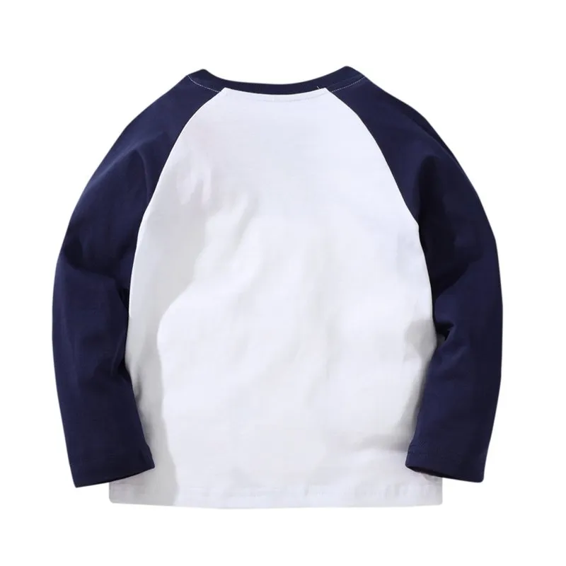 Toddler Boy's Casual White Long-Sleeve T-shirt
