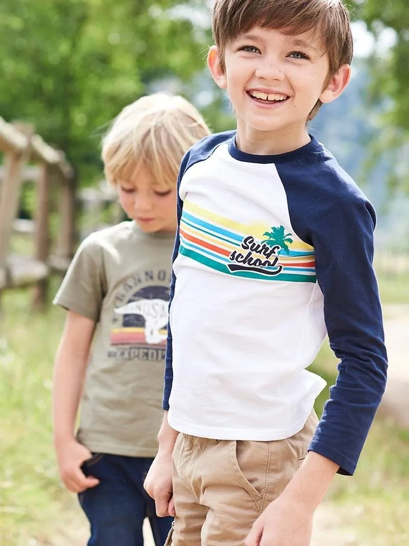Toddler Boy's Casual White Long-Sleeve T-shirt