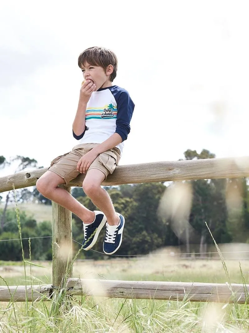 Toddler Boy's Casual White Long-Sleeve T-shirt