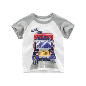 Toddler Boy's T-shirt with Cartoon Truck Pattern