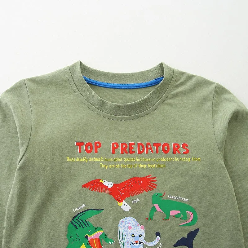 Toddler/Kid Boy's Long Sleeve Top Predators Print Design T-shirt