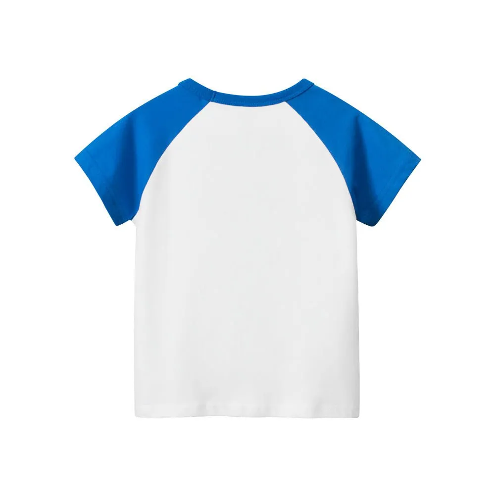 Toddler/Kid Boy's Short Sleeve Dino Soccer Star Print Design Tee
