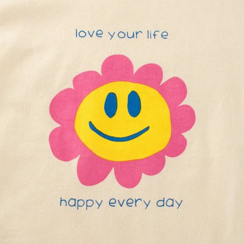 Toddler/Kid Girl's Short Sleeve Happy Sunflower Print Design T-Shirt