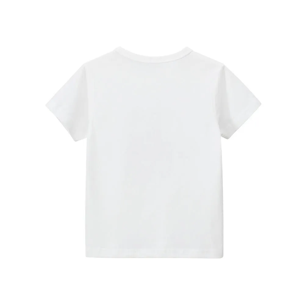 Toddler/Kid Girl's Short Sleeve Sunflowers Design White Tee