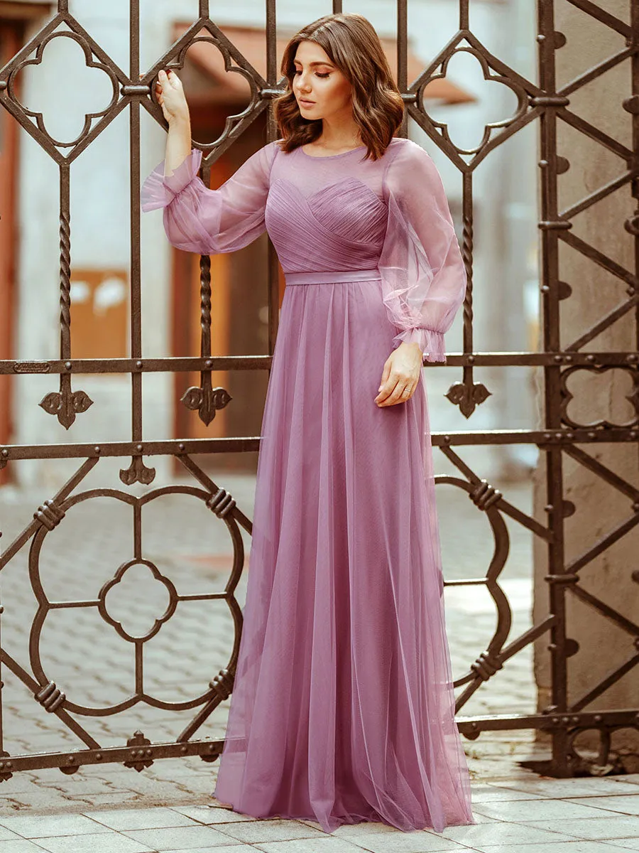 Tulle Bridesmaid Dress with Long Sleeve EZ07663