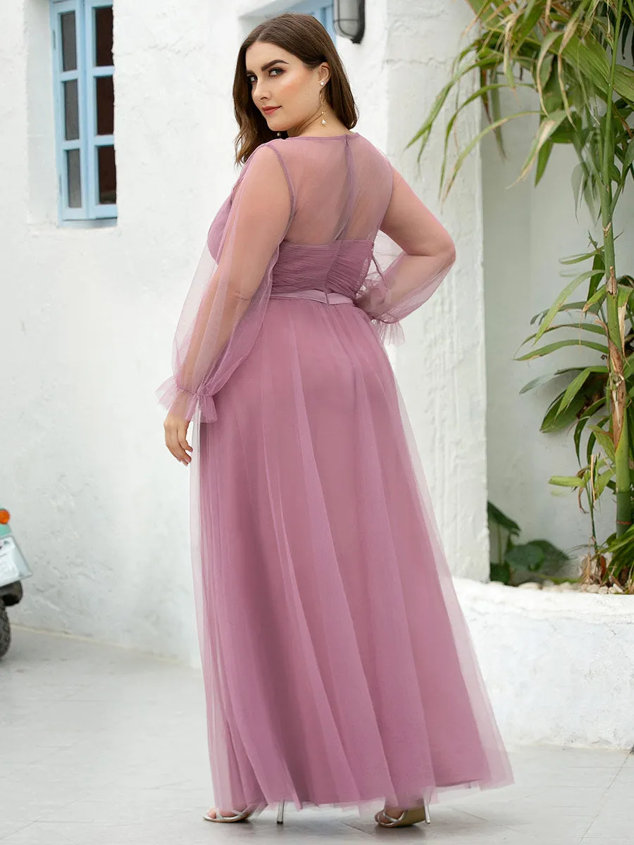 Tulle Bridesmaid Dress with Long Sleeve EZ07663