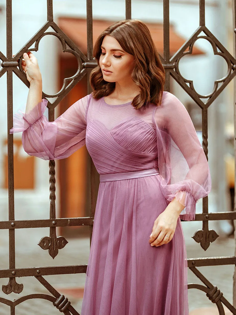 Tulle Bridesmaid Dress with Long Sleeve EZ07663