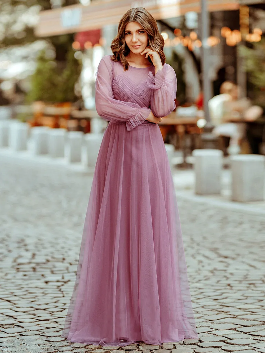 Tulle Bridesmaid Dress with Long Sleeve EZ07663