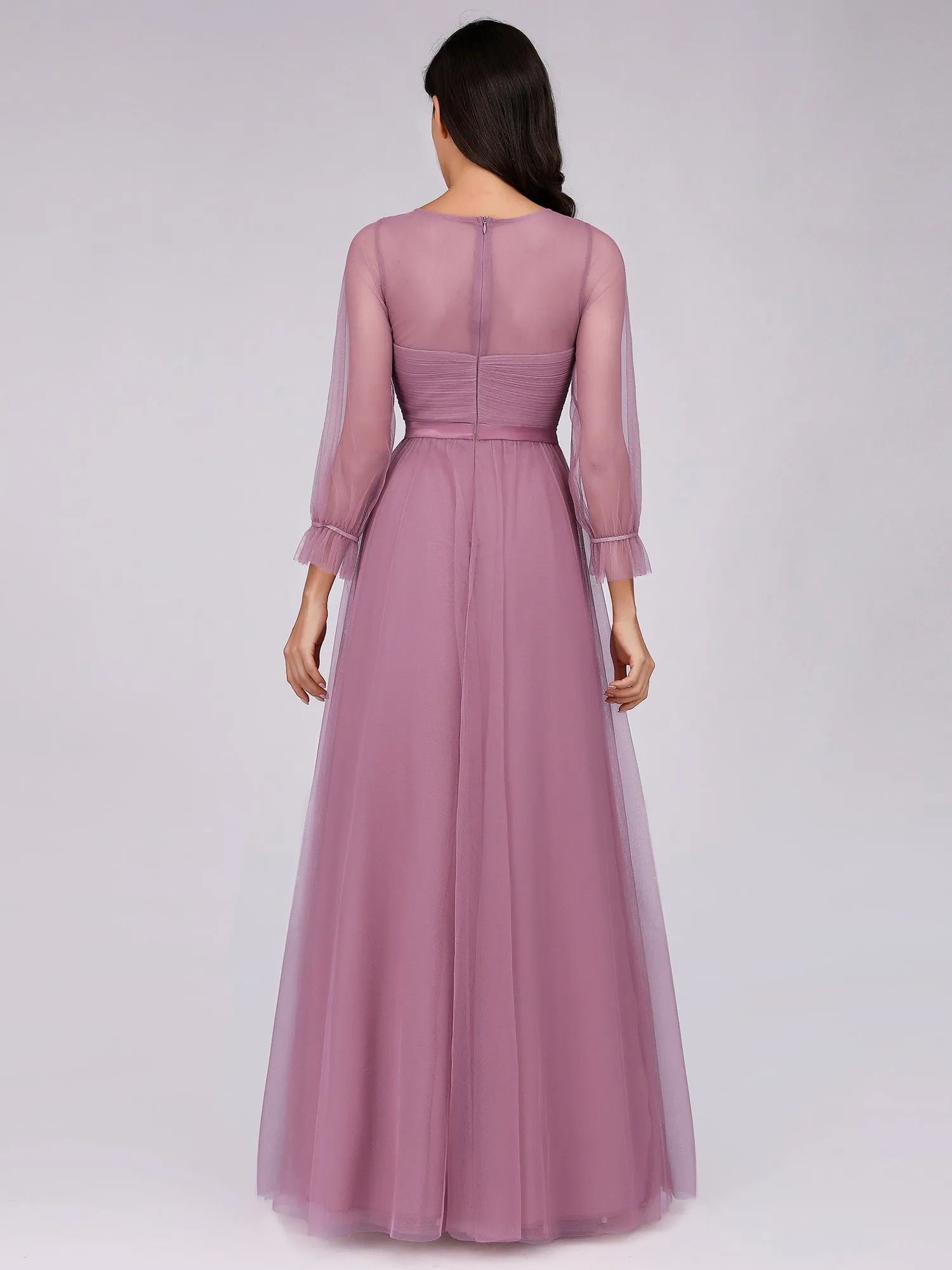 Tulle Bridesmaid Dress with Long Sleeve EZ07663