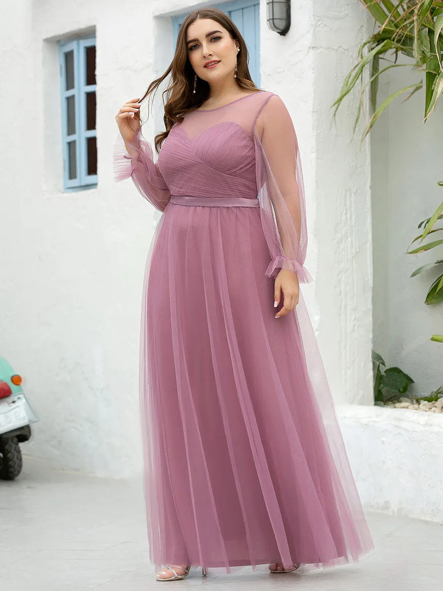 Tulle Bridesmaid Dress with Long Sleeve EZ07663