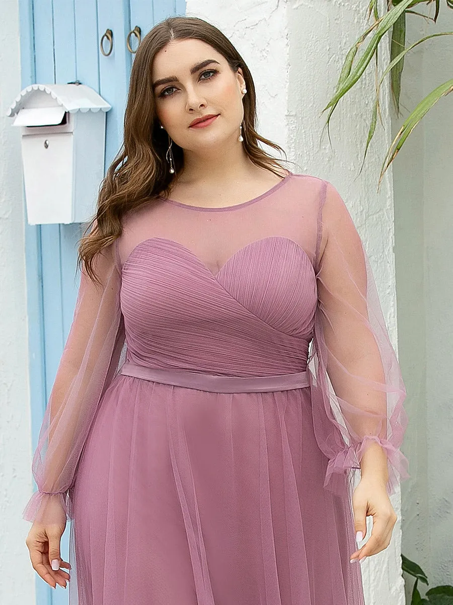 Tulle Bridesmaid Dress with Long Sleeve EZ07663