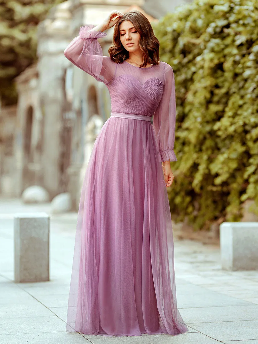 Tulle Bridesmaid Dress with Long Sleeve EZ07663