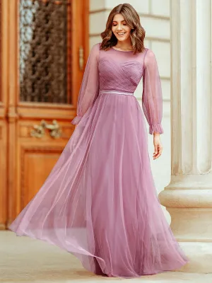 Tulle Bridesmaid Dress with Long Sleeve EZ07663