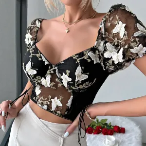 Vintage Chic Backless Crop Top