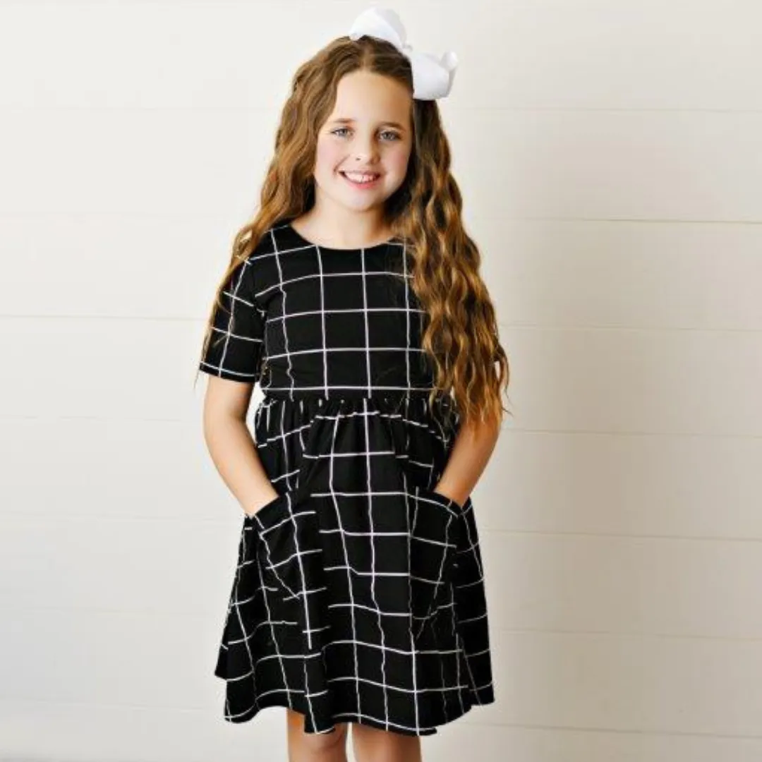 Window Pane Twirl Dress