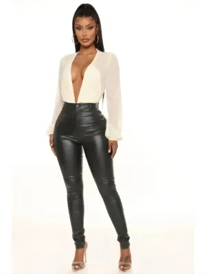 Women's Faux Leather Jean Pants