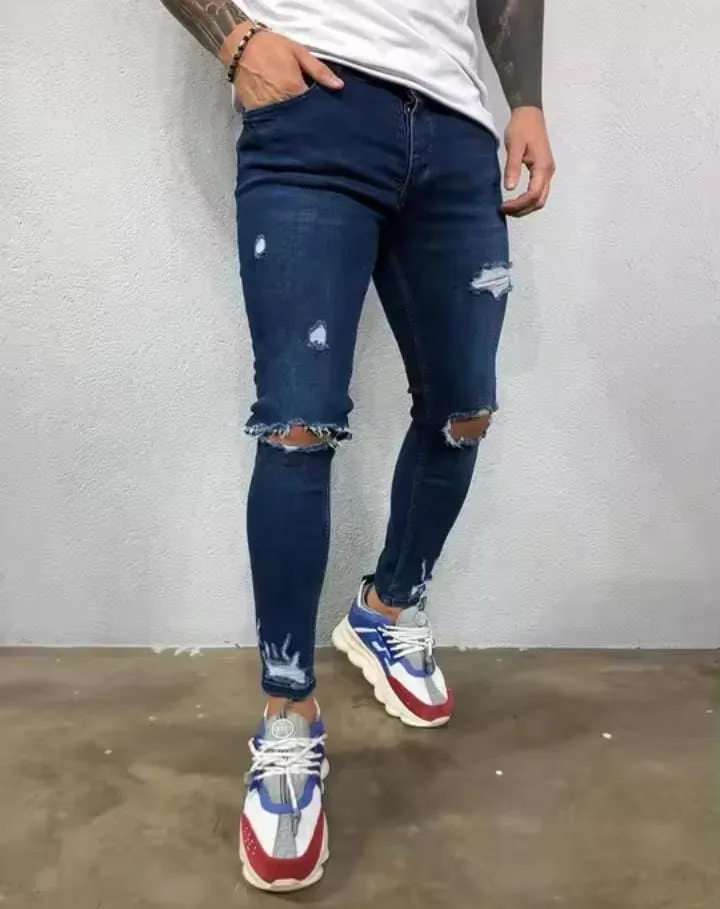 Women's Ripped Skinny Jeans Casual Comfortable Jeans Slim Fit Denim Pants   S2318469