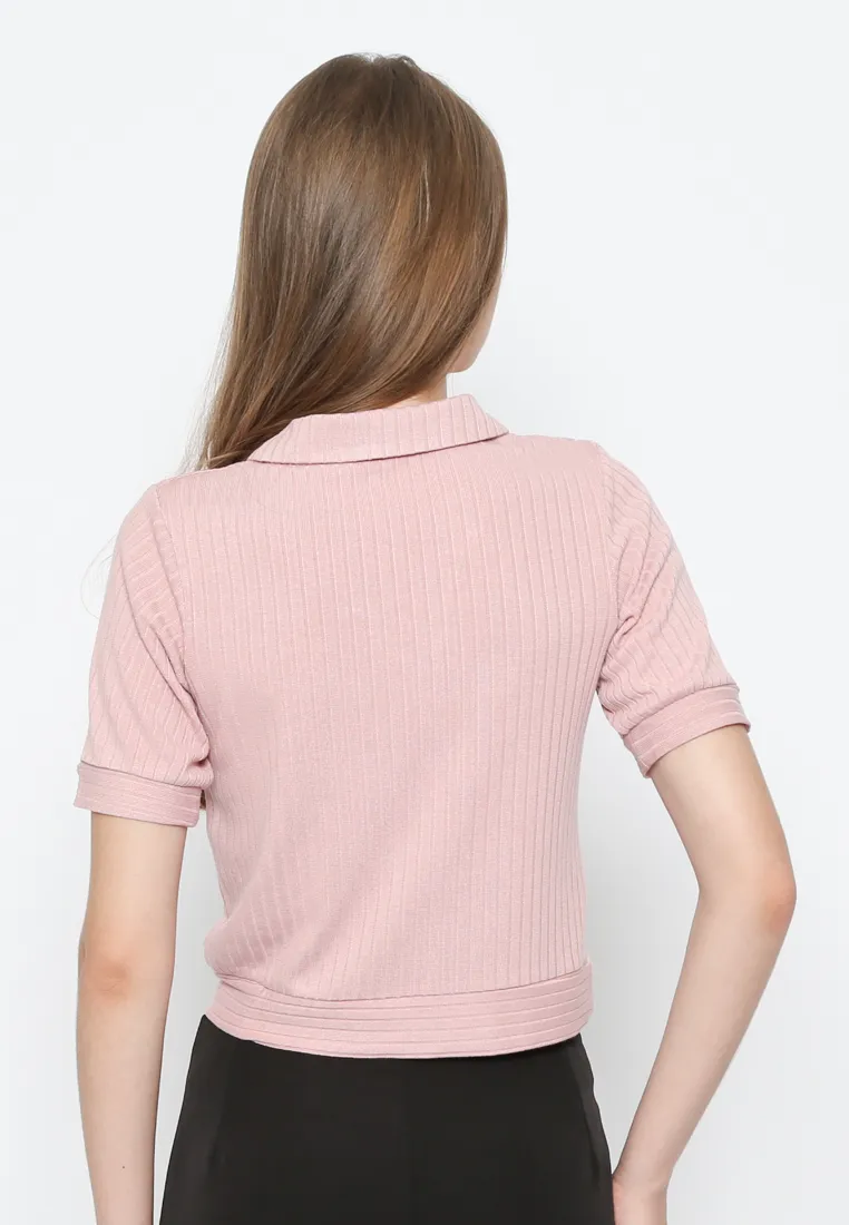 Women'S Soft Pink Short Sleeve Knit Polo