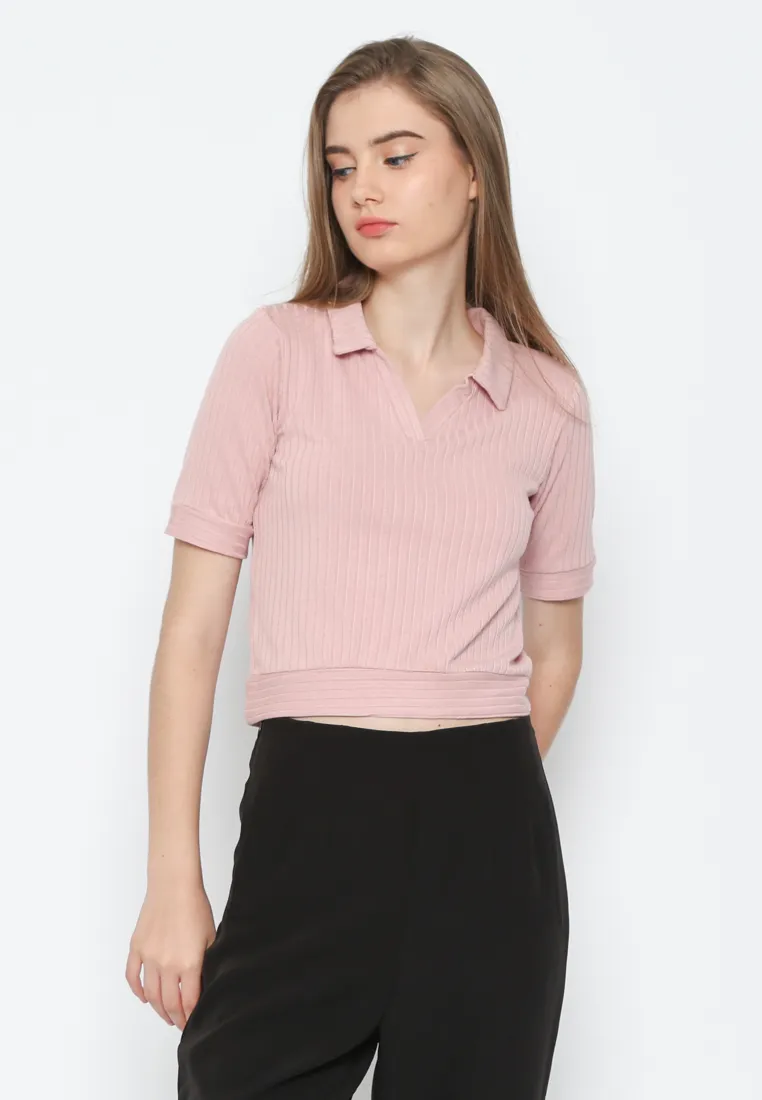 Women'S Soft Pink Short Sleeve Knit Polo