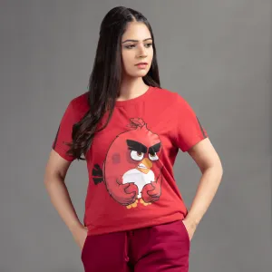 WOMEN'S VIBRANT RED ANGRY BIRD T-SHIRT