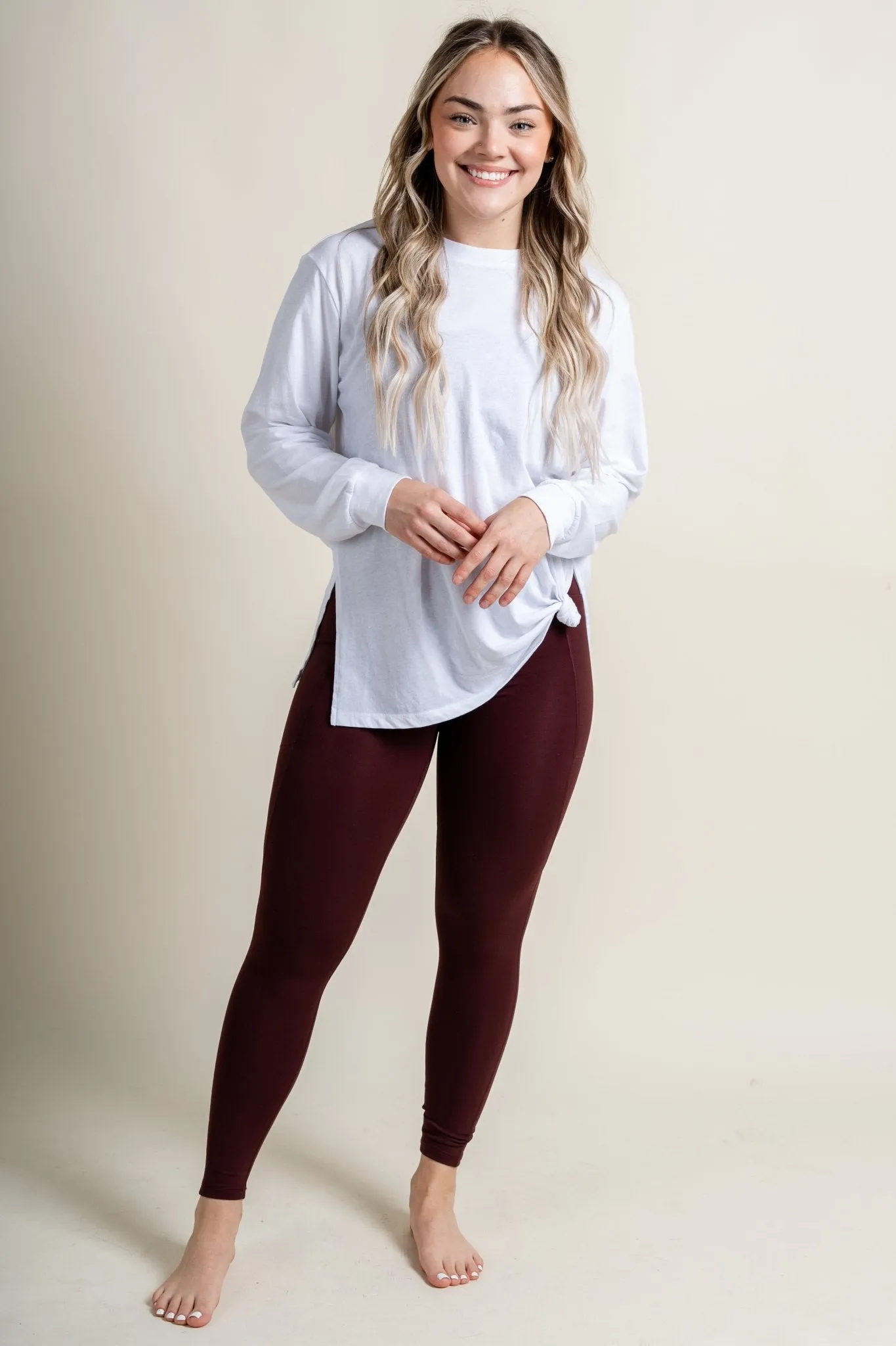 Z Supply cool down long sleeve top white