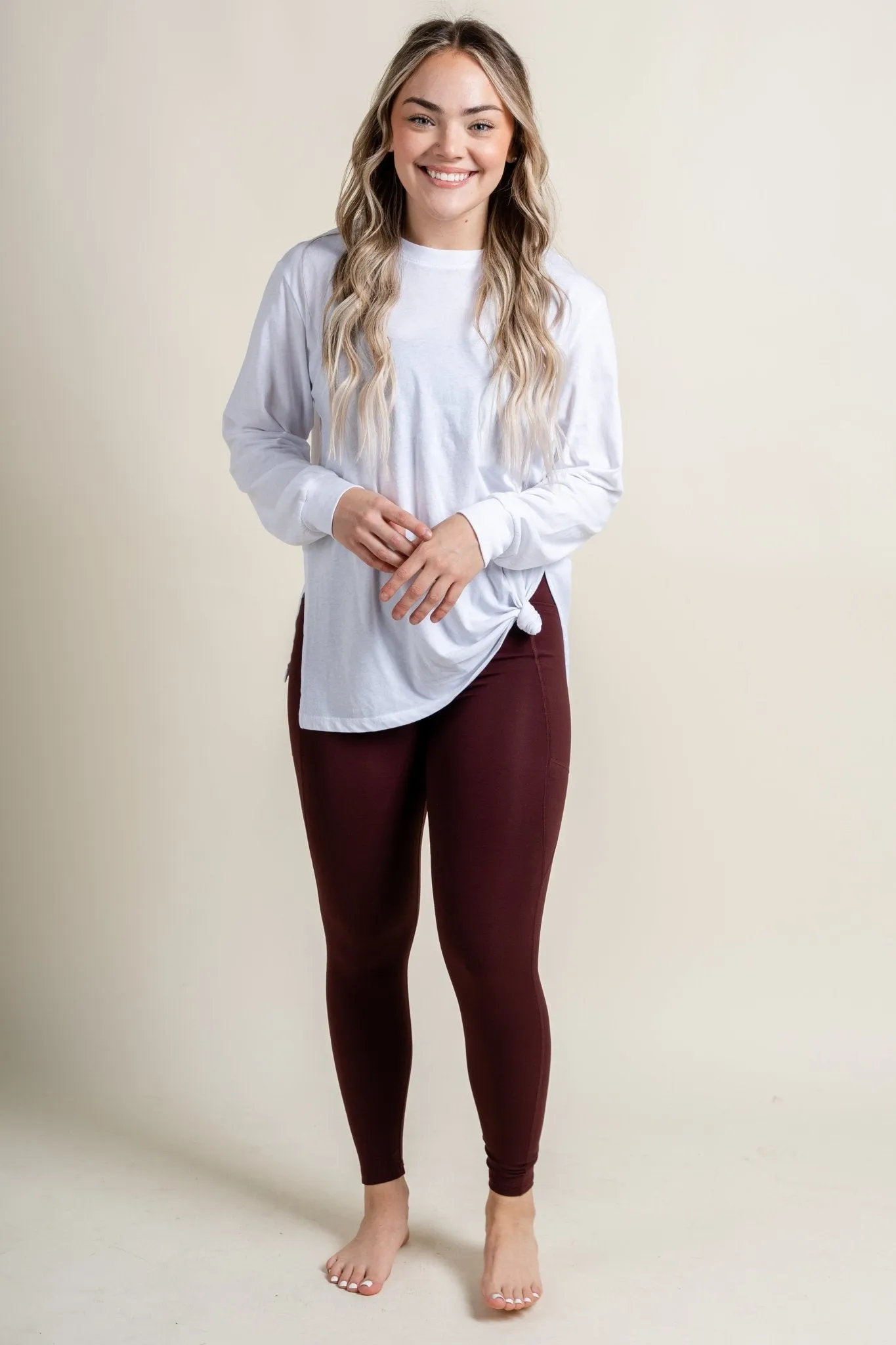 Z Supply cool down long sleeve top white